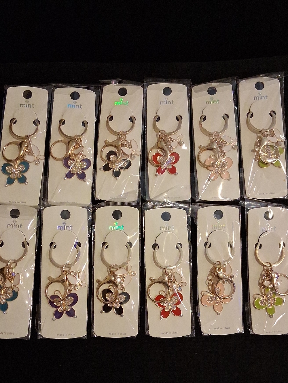 Mint- PURPLE Butterfly Keychain Charm Assorted Colors